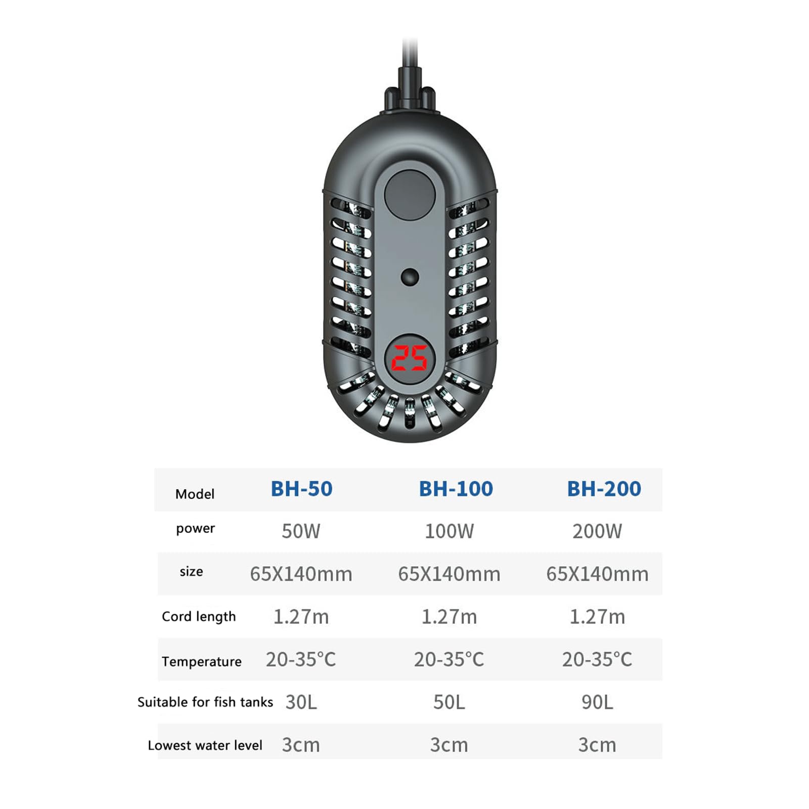 Calentador Tanque Peces Temperatura Constante Automática Que Ahorra El Control Temperatura Externo Calefacción Bajo Nivel Agua Acuario,100W