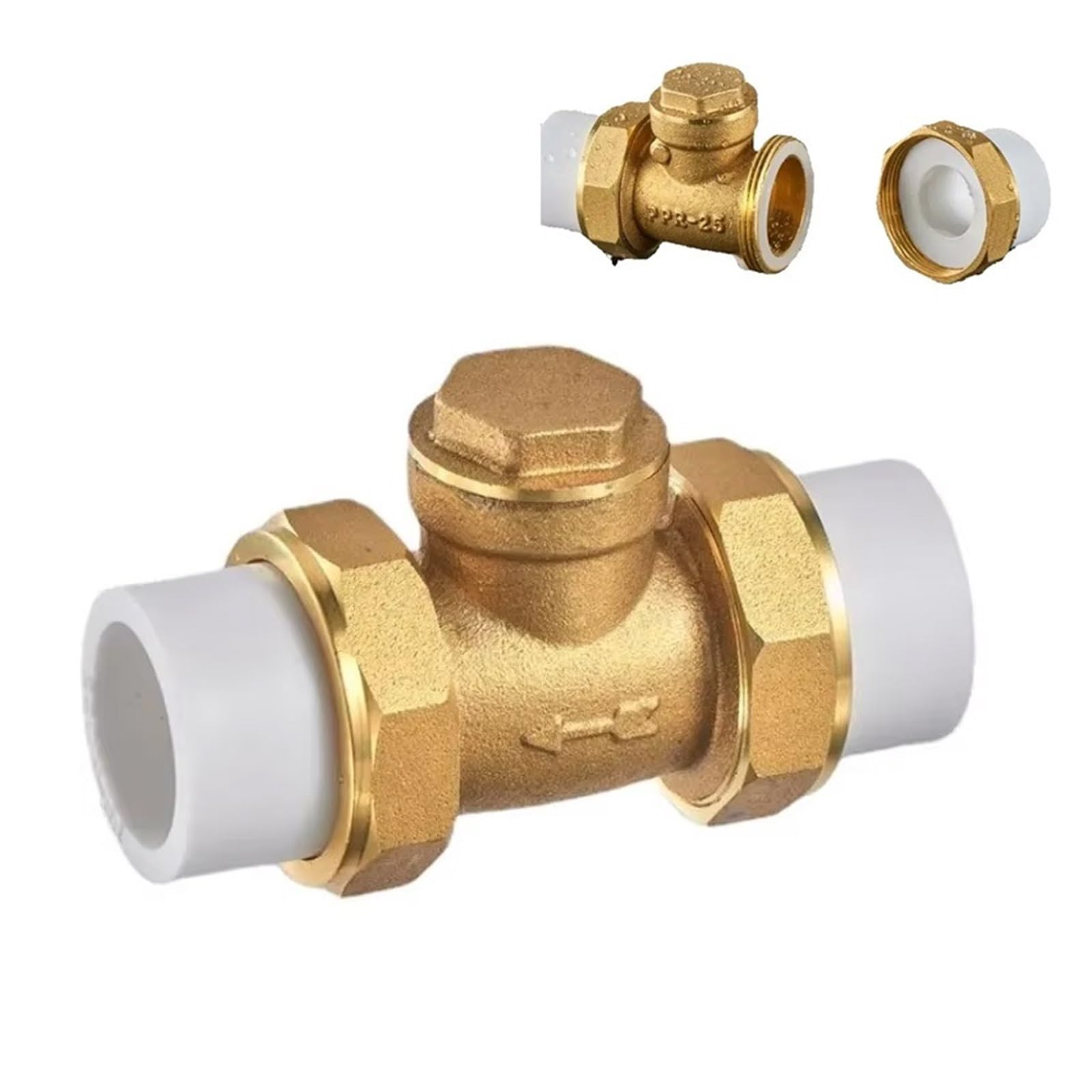 Válvula de retención oscilante de latón con rosca hembra BSP, juntas móviles dobles, antirretorno unidireccional for agua leisurely(40mm)