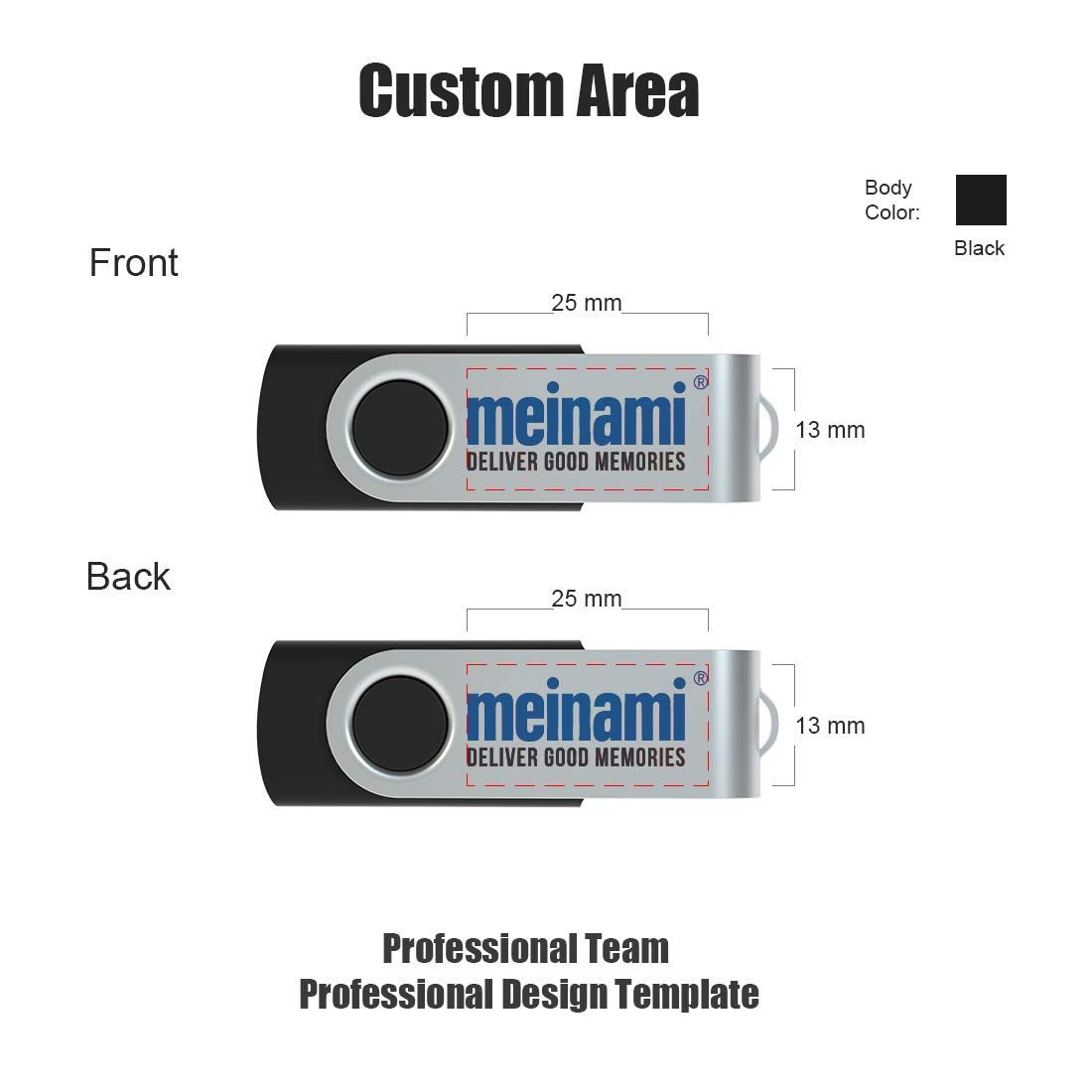 100 Stück 32GB USB Stick Personalisiert USB 2.0 Speicher Stick - Schwarz