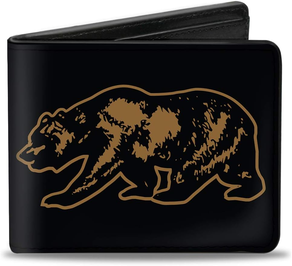 Buckle-Down PU Bifold Wallet - California Flag Bear Weathered Black - Vegan Leather - View #3