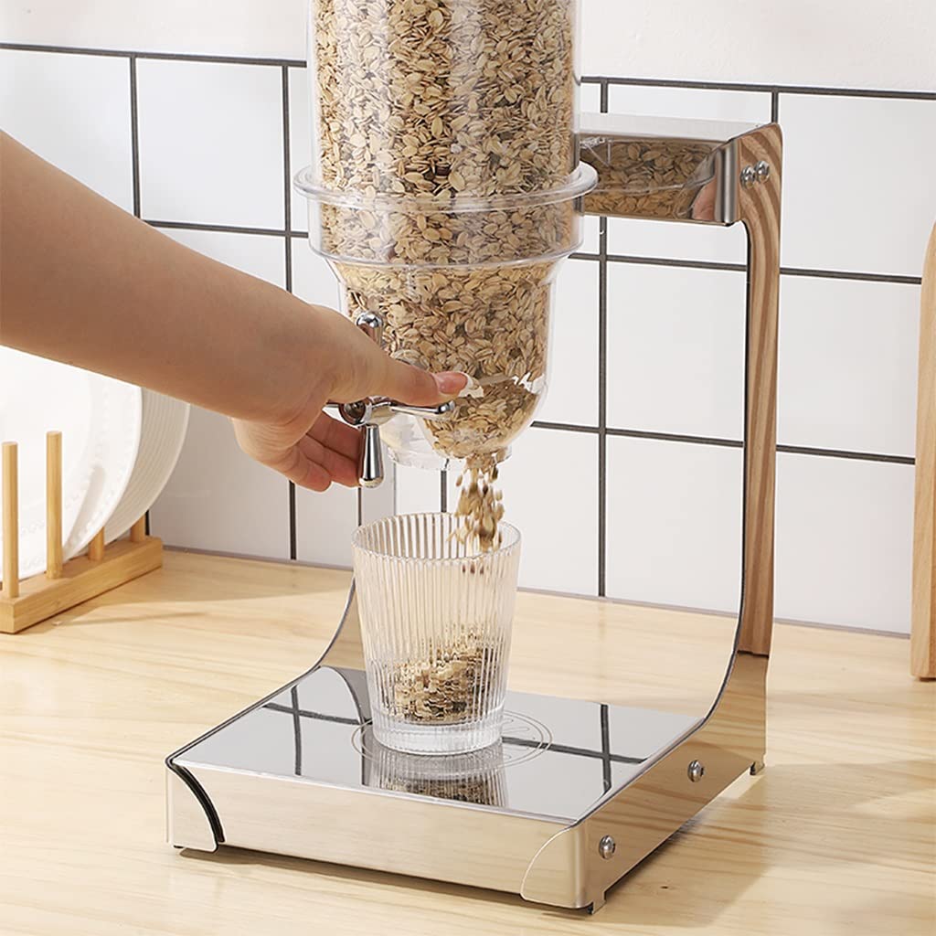 Dispenser per cereali, caramelle, snack, 10,5 l, in acciaio inox, triplo controllo, per self-service e cibo secco ricaricabile, opzione durevole e conveniente