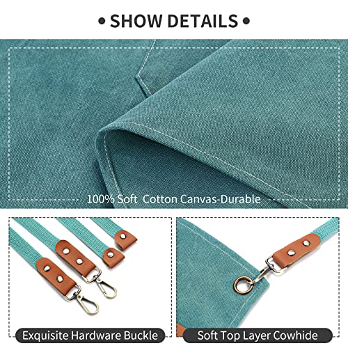 Chef-Apron-Cotton-Canvas-Gardening-Apron-with-Large-Pockets-for-Men-and-WomenKitchen-Cooking-Baking-Bib-Heavy-Duty-Adjustable-Garden-Apron