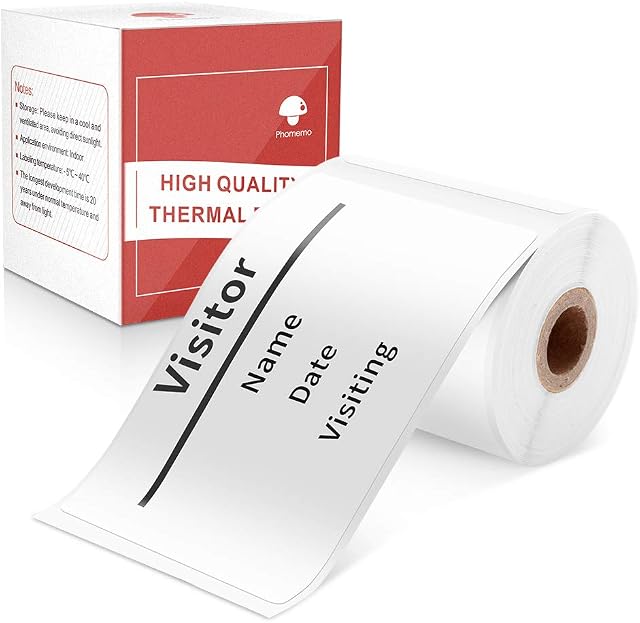 Phomemo M110 M120 M200 M220 Thermal Label, self-Adhesive Label, 50mm*80mm, Phomemo Thermal Label Printer Labels, Suitable for Office, Home, School, Mark, Date. Labels/roll (100 White Label)
