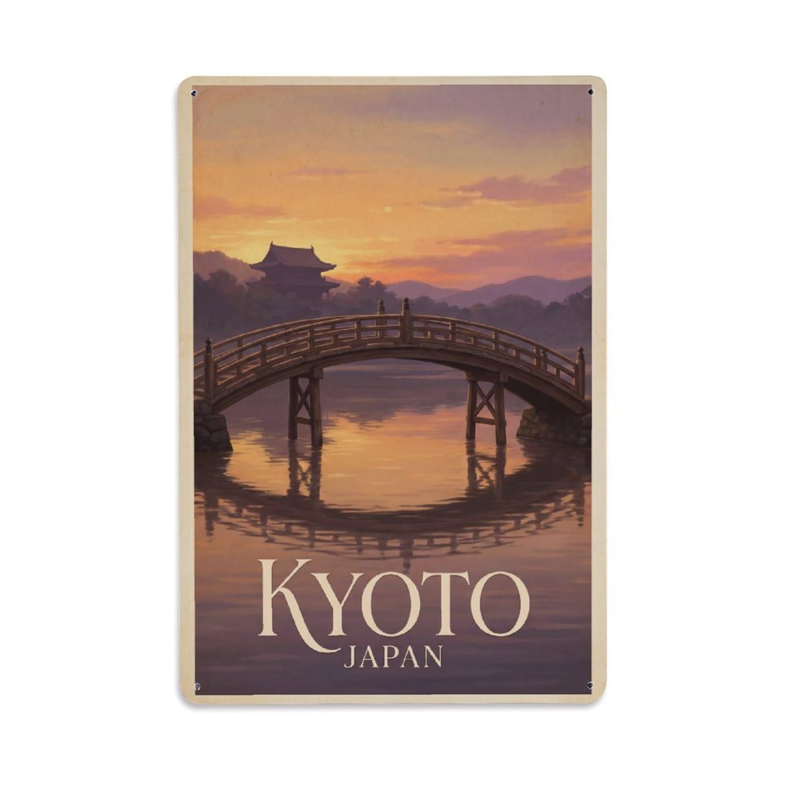 Gead 8X12inch Style Vintage Travel Kyoto Japan Bridge Metal Tin Sign