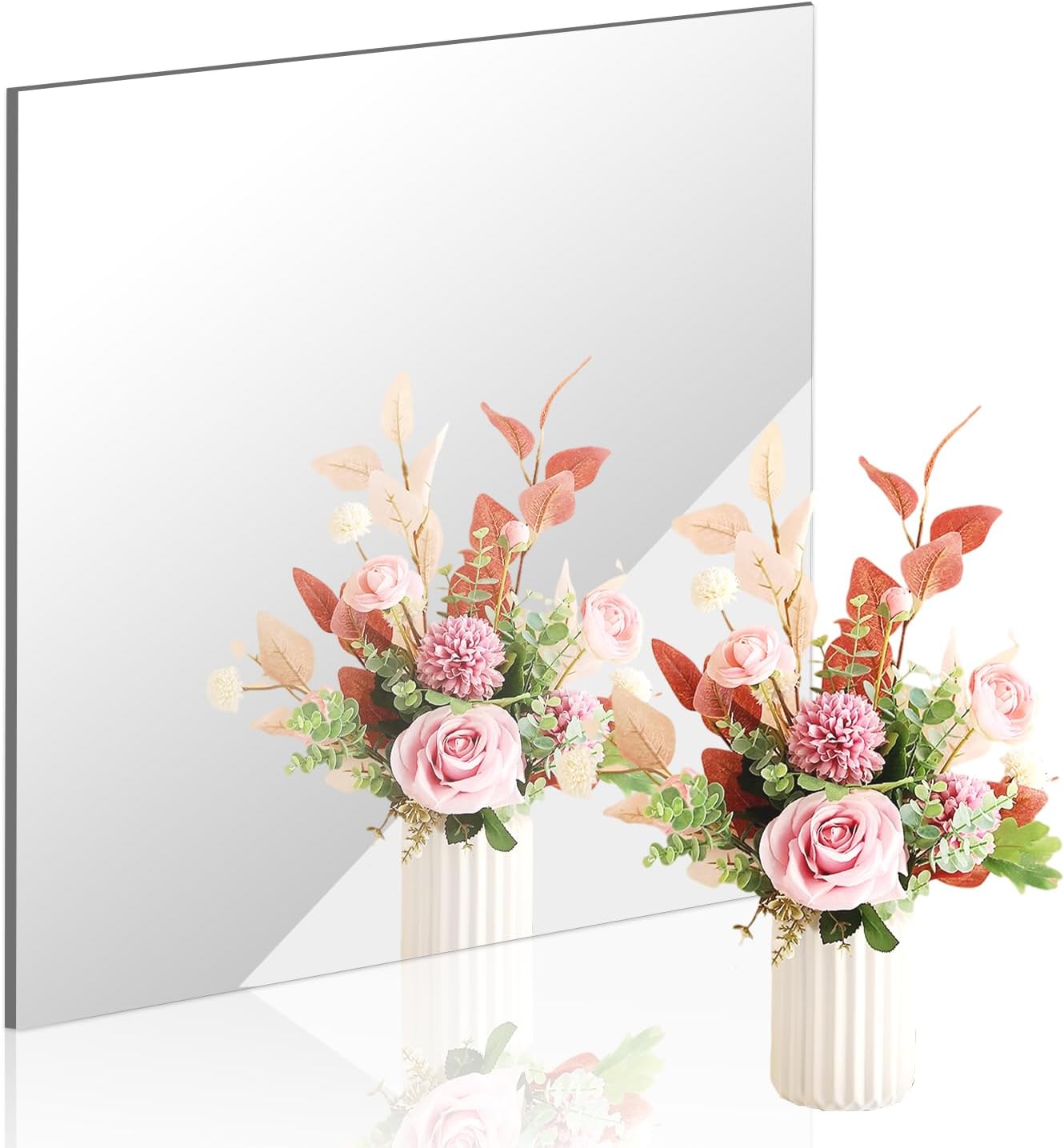 DARENYI 20x20 in Acrylic Mirror Sheet for Wall, 2.5mm Thick Unbreakable Non Glass Body Mirror Tile Self Adhesive Mirror Stickers Rectangular Wall Mirror for Bathroom Bedroom Home Gym Door Decor