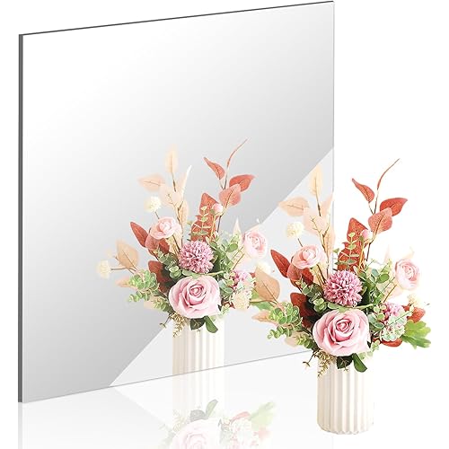 DARENYI 20x20 in Acrylic Mirror Sheet for Wall, 2.5mm Thick Unbreakable Non Glass Body Mirror Tile Self Adhesive Mirror Stickers Rectangular Wall Mirror for Bathroom Bedroom Home Gym Door Decor