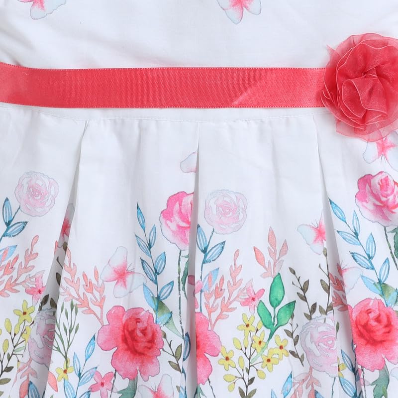 Image of Mama&Bebe Summer Dress for Girls with Cotton Soft Lining | Printed Fit & Flare Kids Outfit with Cute Bow Detail | Comfortable Breathable Party & Outing Dress for Toddlers and Little Girls
