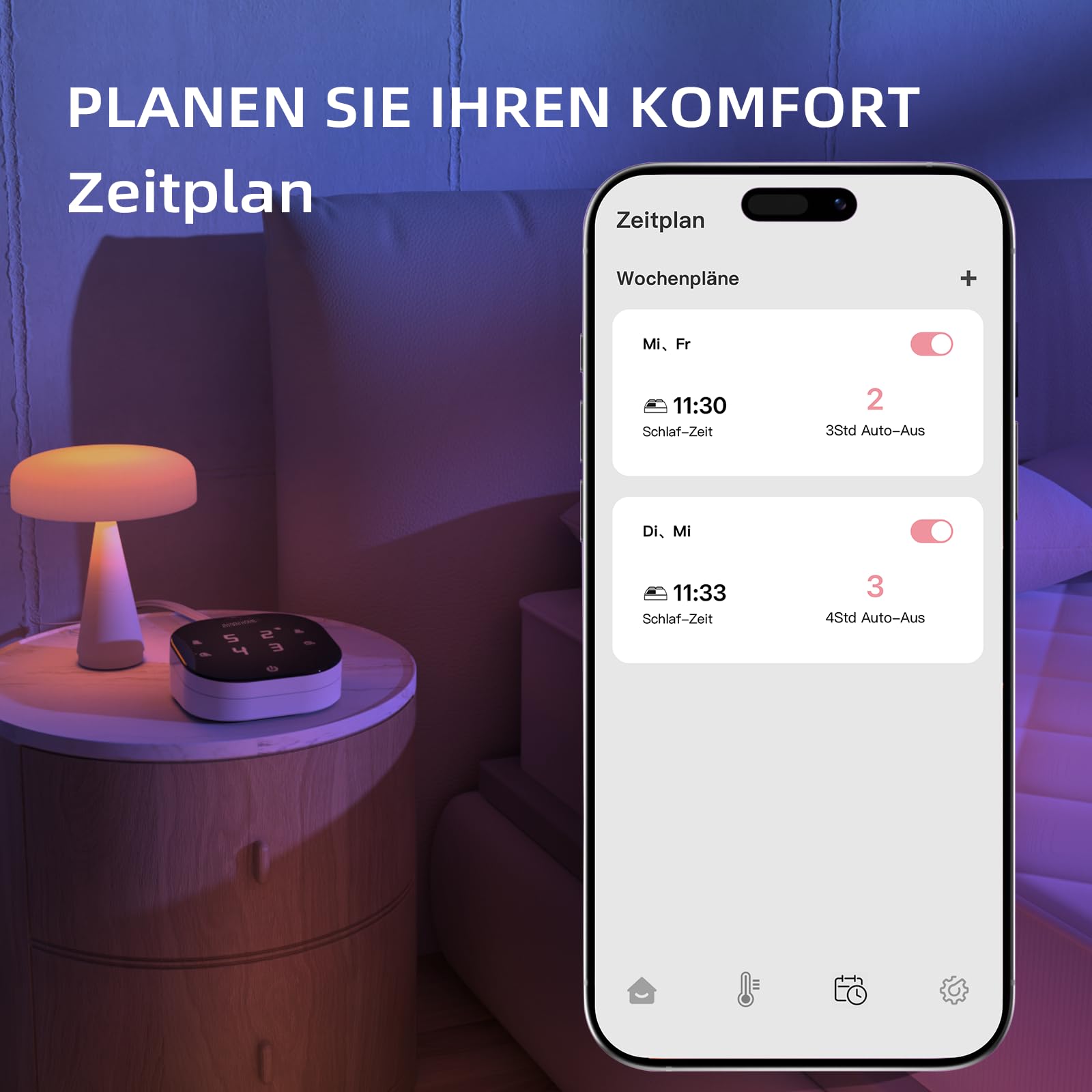 WLAN-Wärmeunterbett 160×200 cm (Queen Size), elektrisches Heizunterbett mit 9 Heizstufen, 1–12 Std. Abschaltautomatik, extra Tiefe Taschen, maschinenwaschbar, diamantgesteppt