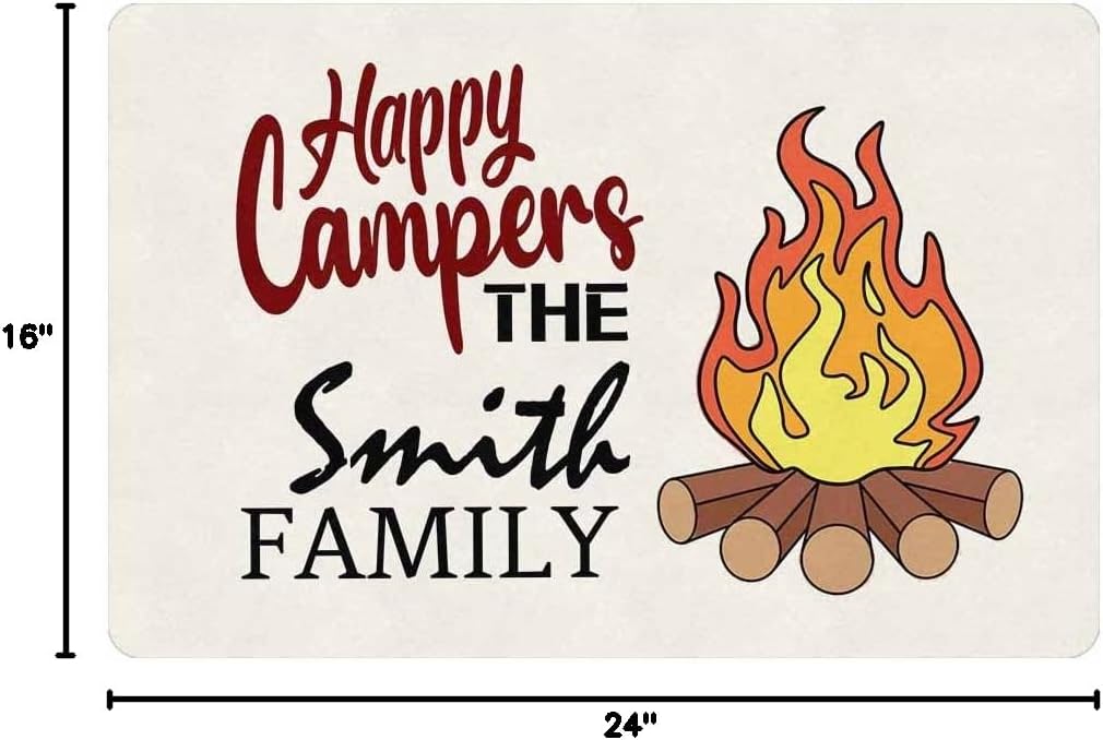 Custom Your Own Text Camper Dooramt Personazlied Name Indoor Outdoor Happy Family Time Welcome Door Mat Area Rug Decor