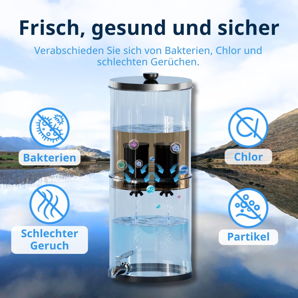 Family Wasserfilter – Fassungsvermögen 8,5 l – Im Lieferumfang enthalten: 2 Eaupure-Filterkartuschen – Filtert Bakterien und Chlor – Immer Trinkwasser