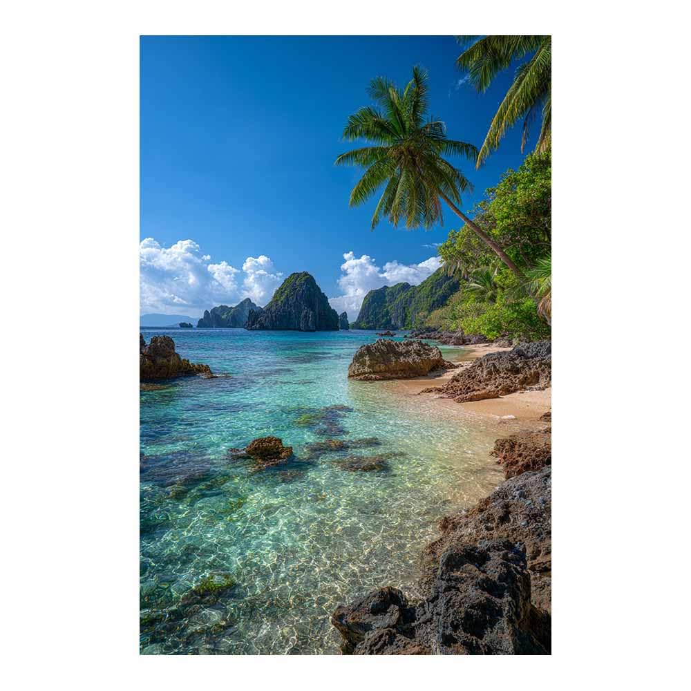 PUQAAEO Canvas Prints Wall Art Clear Water Beaches es Scene Landscape Pictures Modern Canvas Painting Giclee Artwork For Home Decoration(Multicolor)-70x100cm Unframed