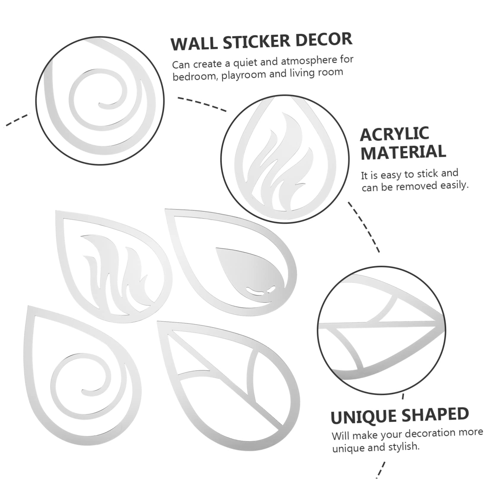 OSALADI 12piezas Decoración De Pared Autoadhesiva Pegatinas Acrílicas Chic Para Hogar y Oficina Para Ventanas y Habitaciones Infantiles Diseño Moderno y Detalles Delicados