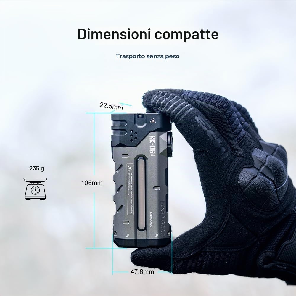 LOOP GEAR SK05 Pro - Torcia a LED piatta con power bank da 8000 mAh, torcia laterale combina proiettore e faretto, 4360 lumen alti, ricaricabile, coda magnetica, IP68, perfetta per campeggio, attività
