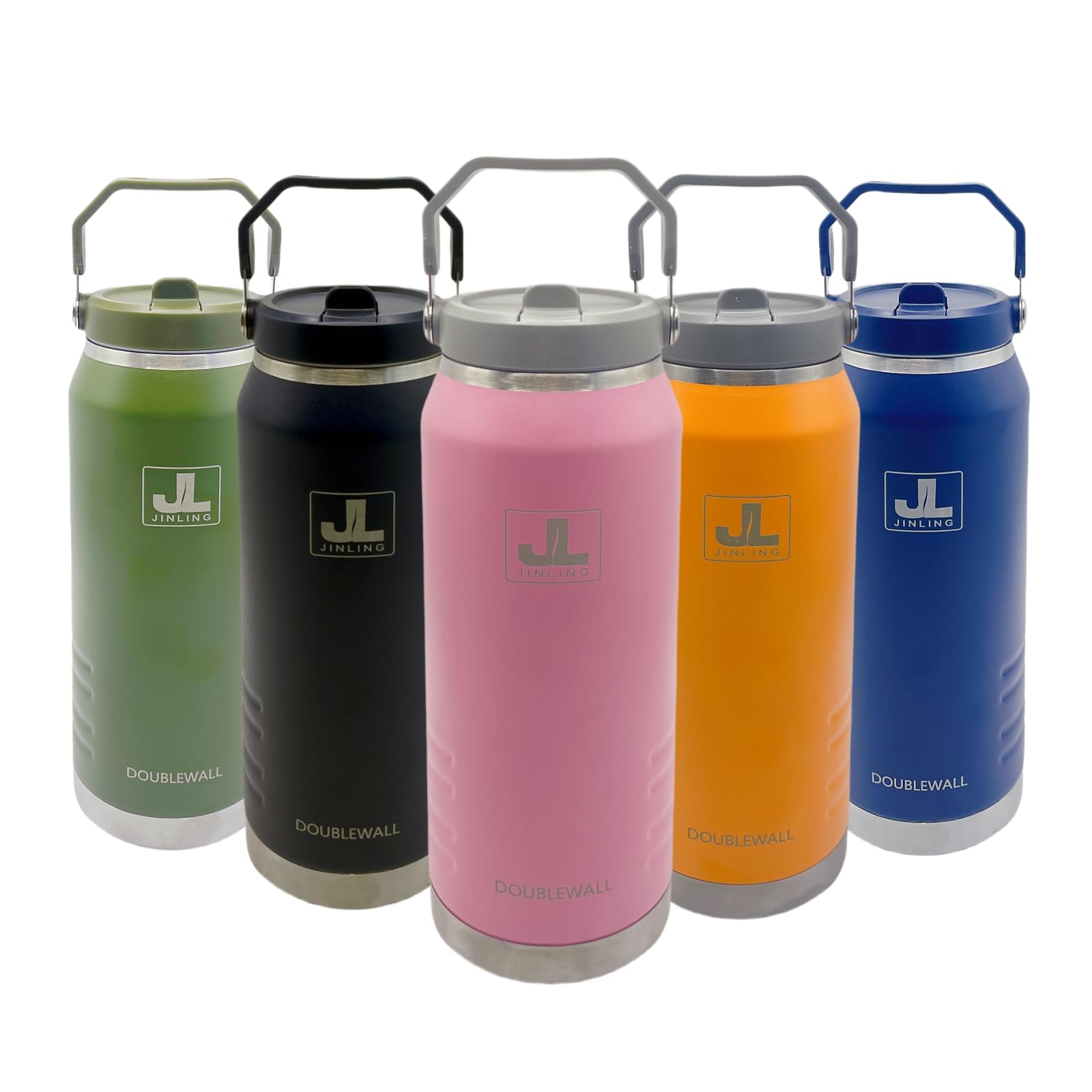 JINLING 56oz Insulated Water Bottle with Straw,Stainless Steel Flask for Sports and Travel,BPA-Free,Leak Proof Locking Lid,Double Wall,Wide Mouth (pink)
