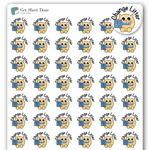 Change Cat LItter Planner Sticker / 54 Fun Vinyl Stickers