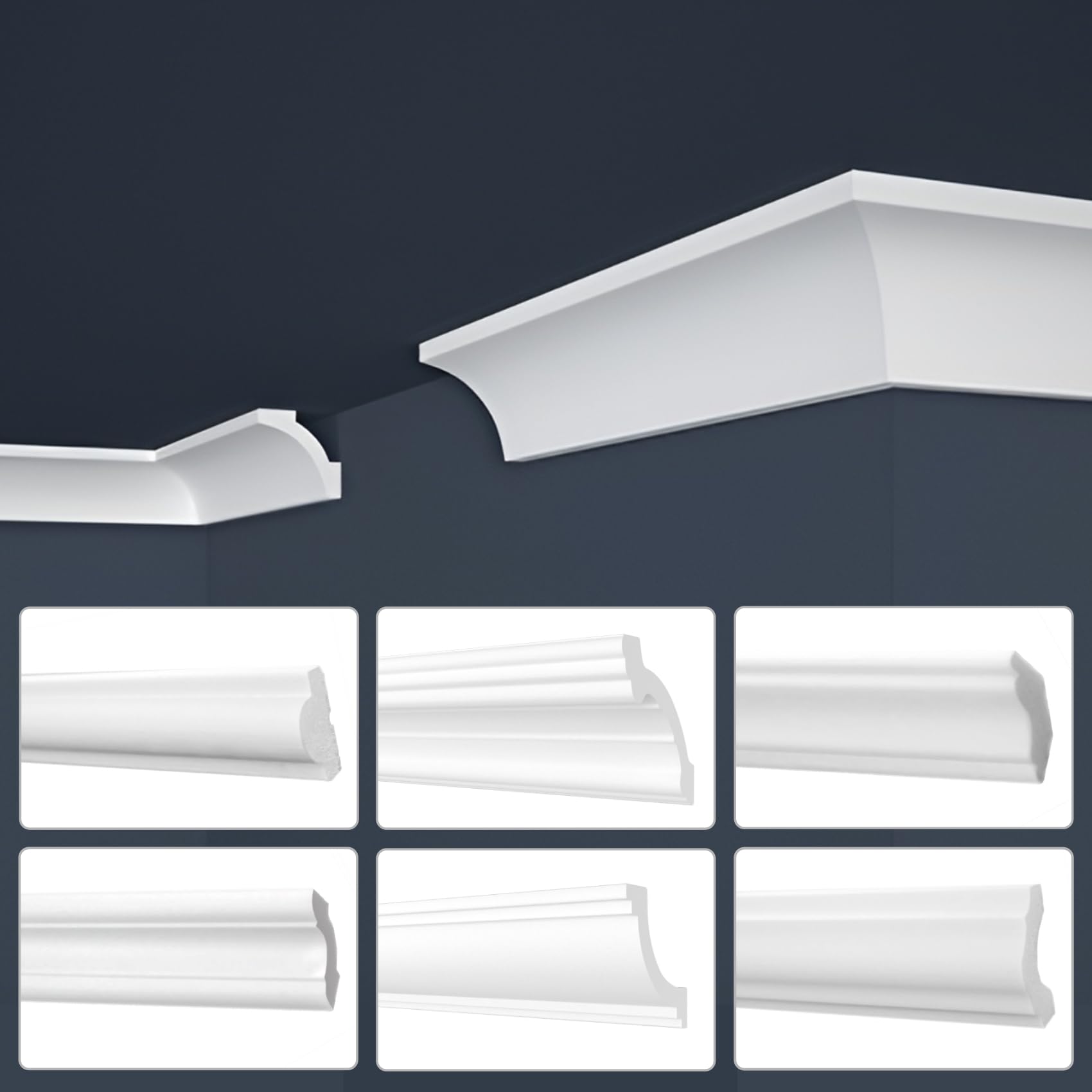 Marbet, listelli da soffitto in polistirene XPS, modanature in stucco di alta qualità, leggeri e robusti, dal design moderno (confezione risparmio da 30 metri, E-25, 65x65 mm), listello angolare