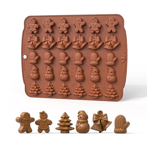 Christmas Chocolate Mould Gingerbread Man Bell Gloves Snowman Xmas Tree Silicone Fondant Mold Cake Decorating Candy Jello Pastry Muffin Pudding Dessert Baking Moulds for Christmas Party Supplies