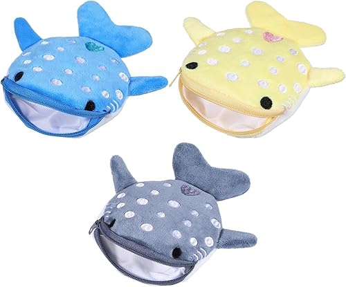 3Pcs Whale Shark Coin Purse Cute Plush Wallet with Zipper
