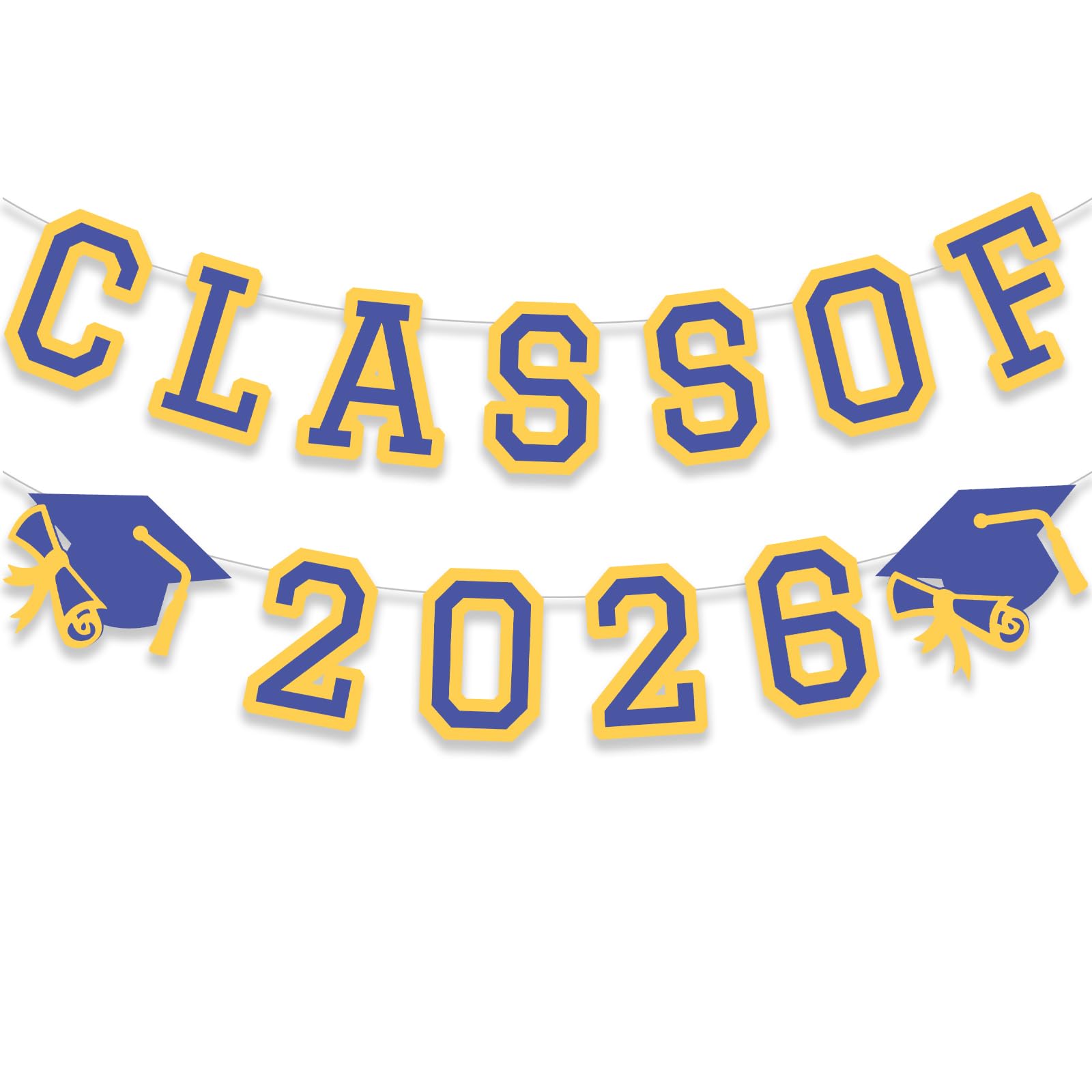 Class of 2026 Graduation Banner University College Grad Garlands Decoration Party Supplies High School Colors Blue Yellow