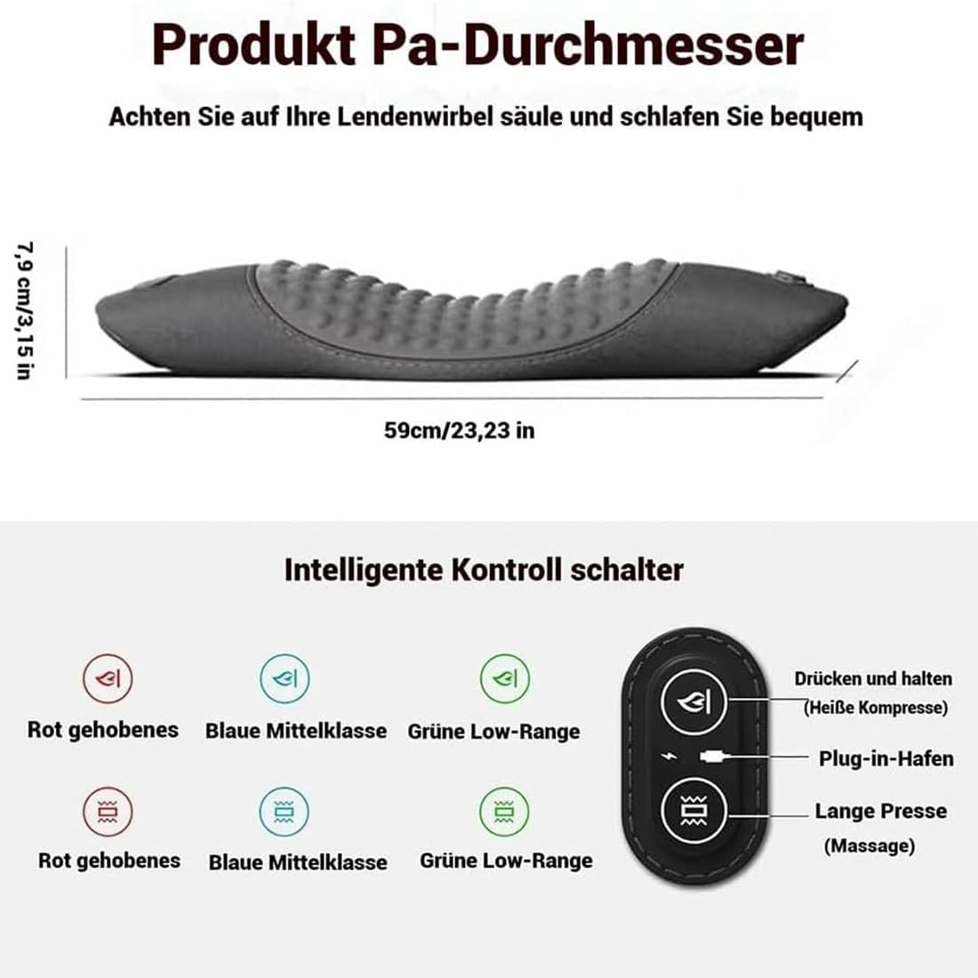 Curosleep - Triple Fusion Massagegerät,Lendenwirbel Massagegerät, Rückenmassagegerät mit Wärme/Vibration/Lendenwirbelstütze, Ergonomische Rückenstütze for Nacken, Schultern und Rücken (A)