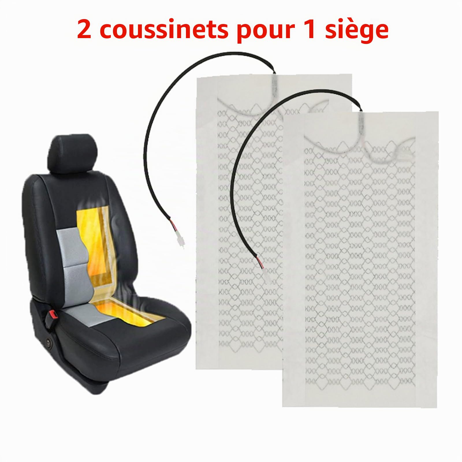 Kit de chauffage de siège auto en fibre de carbone avec interrupteur - 3 niveaux - Universel pour sièges de voiture - 4 tapis (2 sièges) - E