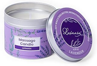 LUXMASA Essential Oil Infused Natural Soy Wax Scented Massage Oil Candle for Home SPA and Relax (Lavender, 6.35OZ)