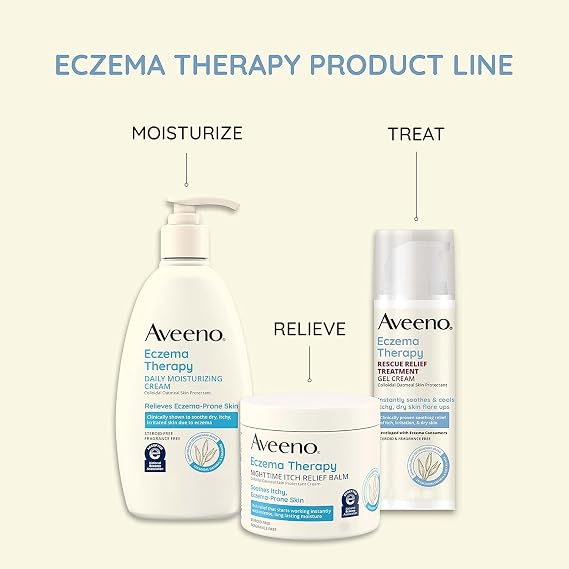 Aveeno Eczema Therapy Daily Moisturizing Body Cream for Sensitive Skin, Soothing Eczema Relief Cream, Colloidal Oatmeal & Ceramide for Dry & Itchy Skin, Steroid- & Fragrance-Free, 7.3 oz - Pack of 2