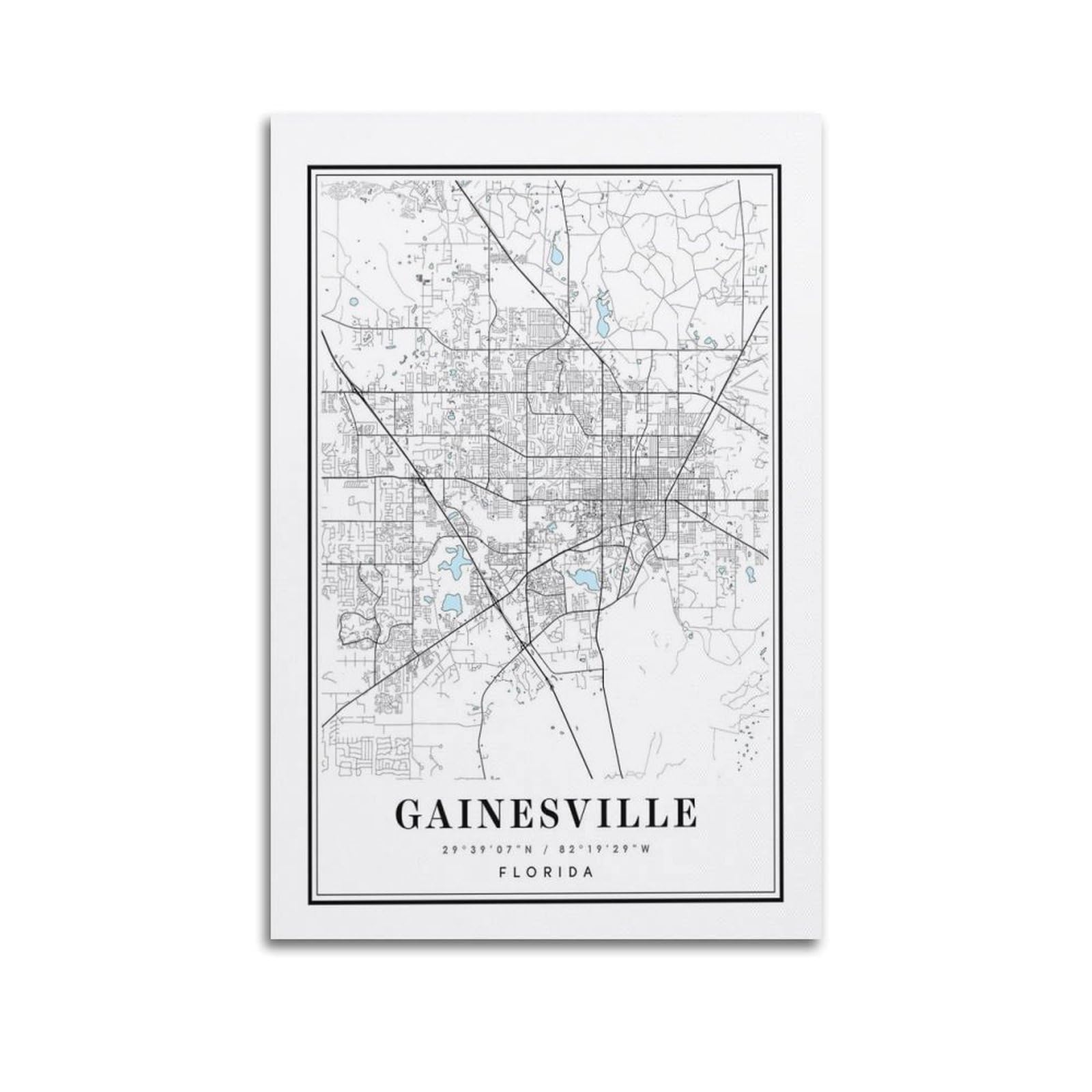 xiaoxiaoshen Gainesville Florida Map Canvas Poster Wall Art Prints Room Aesthetic Murals Bedroom And Living Decorations 20x30inch(50x75cm)