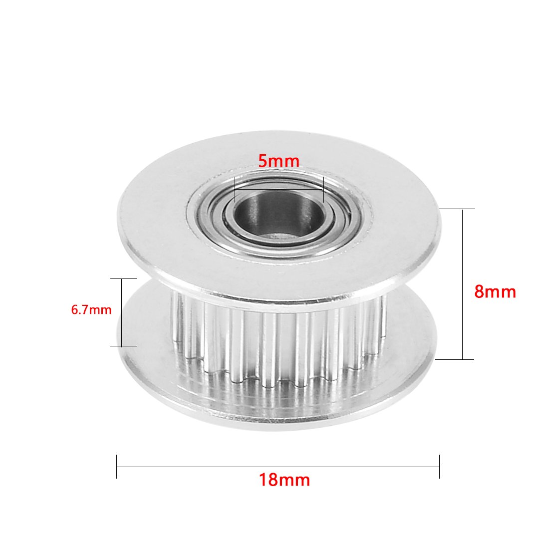 Sourcing Map - Poulie Folle Aluminium 20 Dents, Alésage 12mm | Pour Courroie GT2 5mm Largeur | CNC, Imprimante 3D
