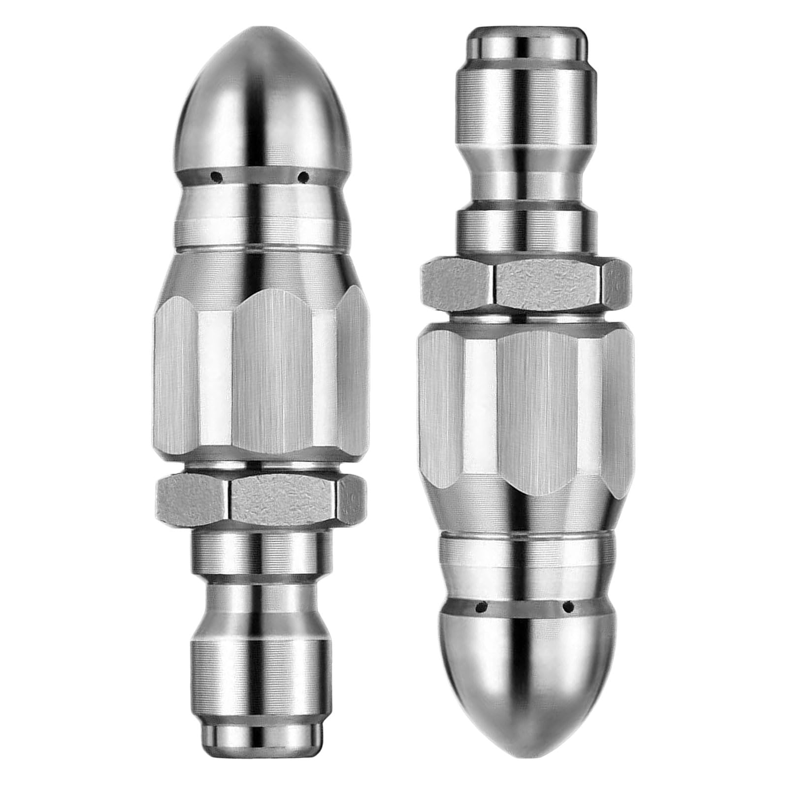 2PCS Sewer Jetter Nozzle Kit, 5000 PSI Stainless Steel Drain Washer Jet with 1/4 Inch Quick Connector, High Pressure Pipe Cleaning Tool for Household & Commercial Hose Cleaning