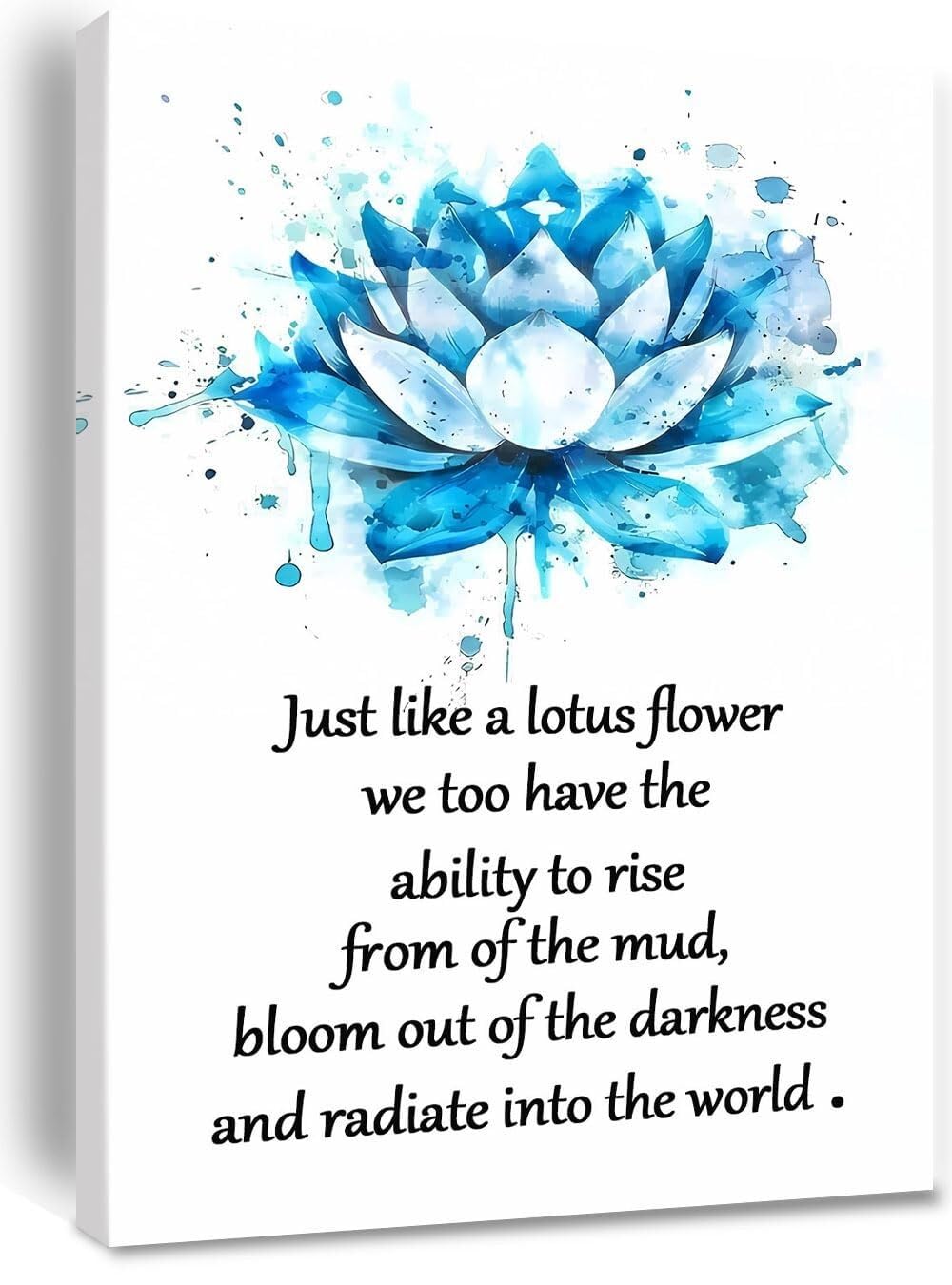 KCDFDVJFBM Just Like A Lotus Quote Inspirational Spiritual Canvas Wall-Art Lotus Flower For Living Room Bedroom Office Decor(Framed,12x18inch(30x45cm))