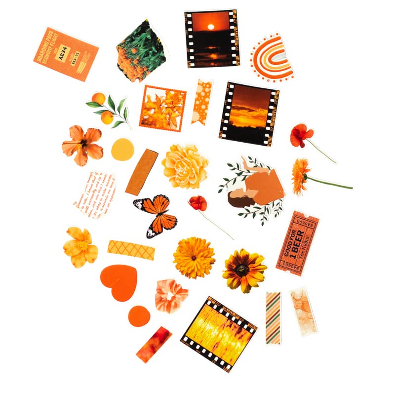 Kioku Creations Assorted Sticker Packs For DIY Crafts, Scrapbook, Journal, Diary, Planner (Orange) Bujo Supplies Journaling Supplies Planner Stickers Scrapbooking items decorative craft Stickers Craft Stickers Creative Journaling Sunrise Nice Orange Stickers