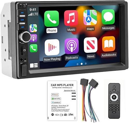 Miniatura 1 de Radio de coche 2DIN 7 pulgadas pantalla táctil Mirrorlink Bluetooth llamada volante control coche reproductor MP5 soporte cámara de visión trasera
