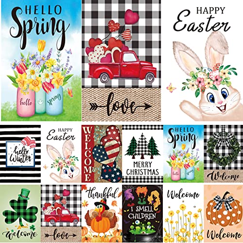 Seasonal Garden Flags Set of 12 Double Sided 12 x...