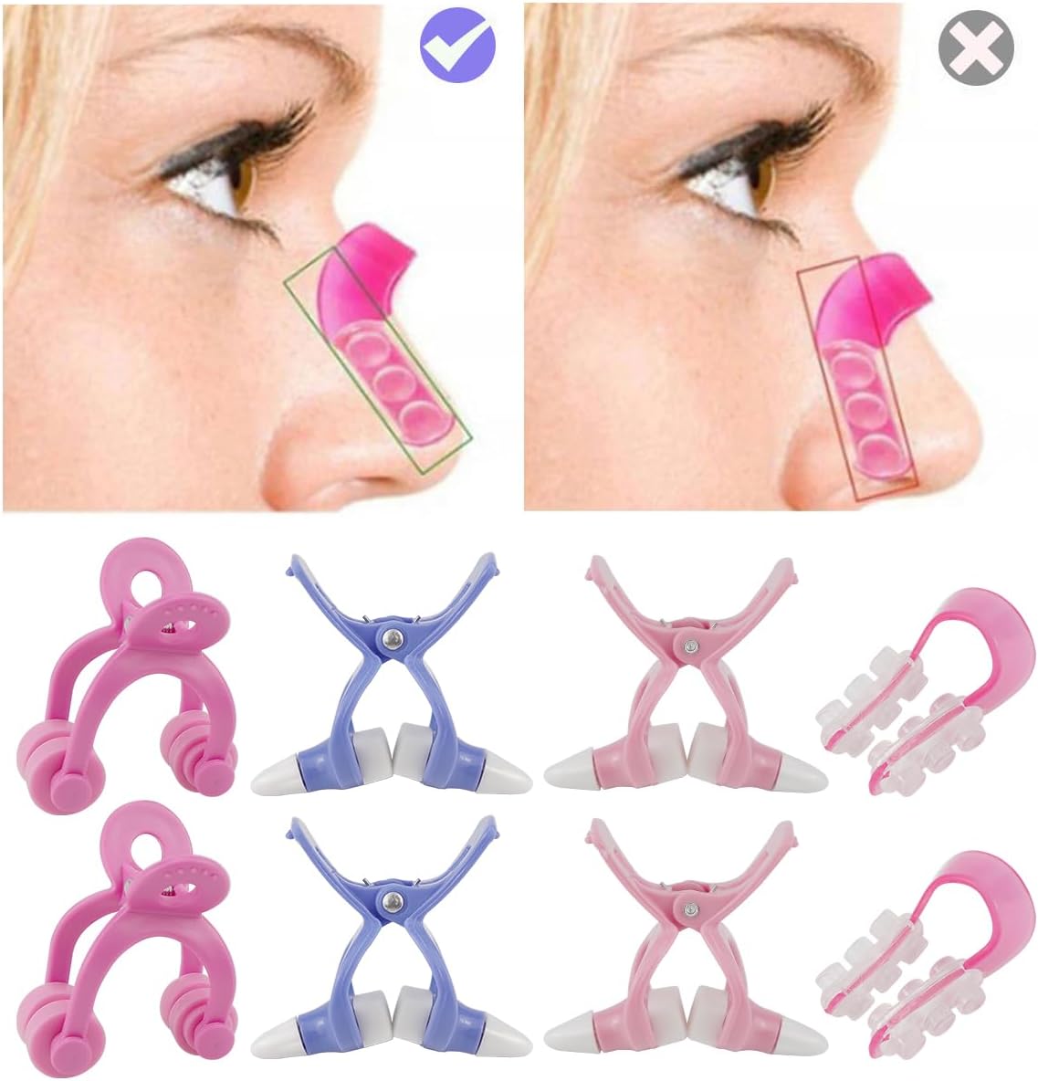 8PCS Nose Shaper Nose Lifting Shaper Clip Nose Bridge Up Straightening Enhancer for Wide Nose Straightener Beauty Tool