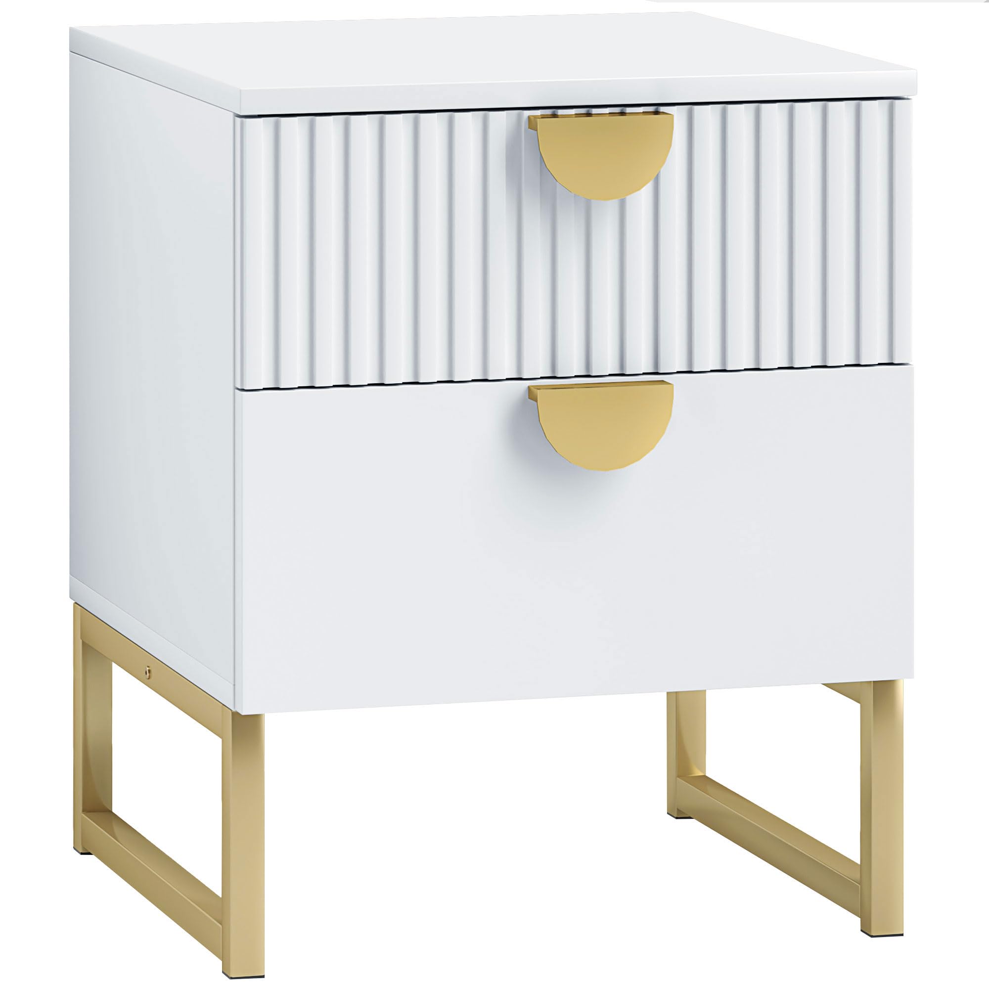 Rackhams White Bedside Table With 2 Drawers For Bedroom, Living Room,