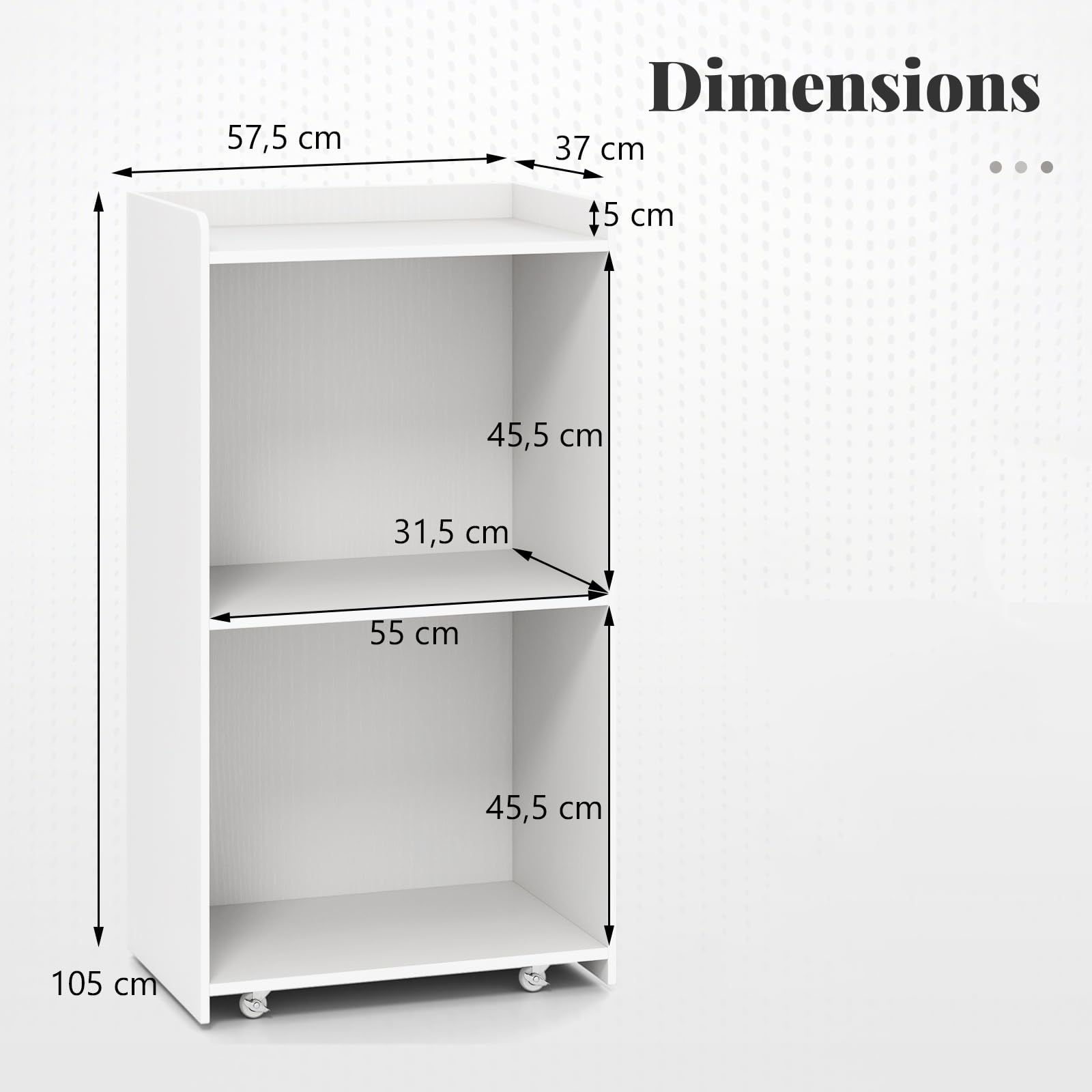 COSTWAY Podium Debout en Bois Roulant, Pupitre avec 2 Étagères, Podium Portable avec roulettes, Comptoir d'accueil, Roues Verrouillables, pour Église, Bureau, École, Conférence (Blanc)
