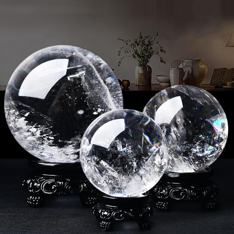 NIBHZ Bola de Cristal de Cuarzo Transparente Natural – Bolas de meditación con Esfera de Cristal de Cuarzo Transparente para brujería y Bolas Decorativas,75mm