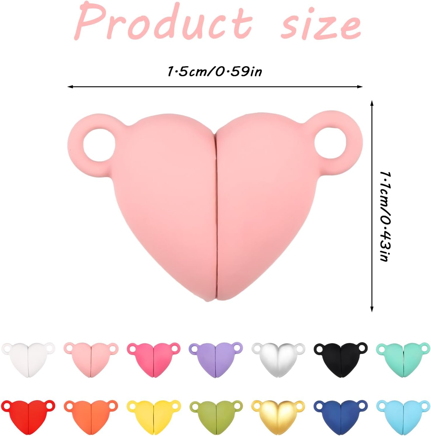 Gjinxi 14Pairs Cute Heart Buckle Strong Adhesive Force Clasps and Closures Clasp for Necklaces, Necklace Clasps for Jewelry Making Couples Friendship Bracelets Necklaces Jump Rings Keychain DIY Crafts