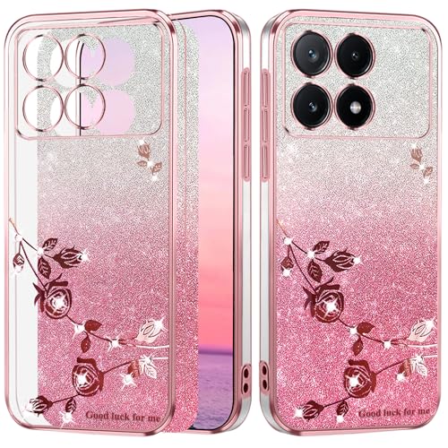Coque Xiaomi Poco F6 Pro transparente en silicone TPU souple à paillettes pour femme