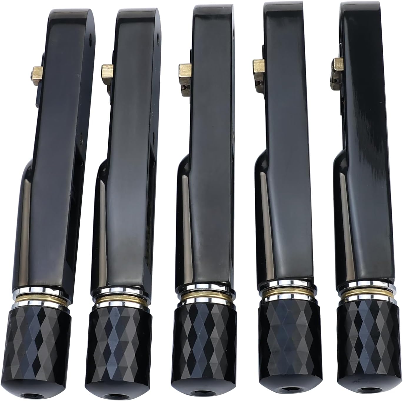 Pack of 5 Individual Single Tubular Fixed Bridge 5 String Electric Bass Bridge for Headless 5-string Bass Replacement Parts（Conductive Black）