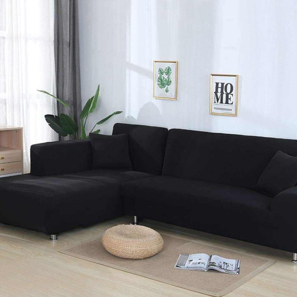 Housse de canapé extensible élastique noire angle L 2 3 places