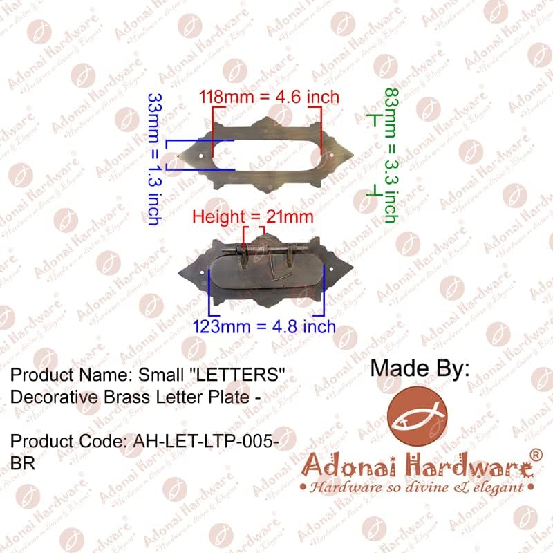 Adonai Hardware Small "LETTERS" Decorative Brass Letter Plate (Antique Copper)