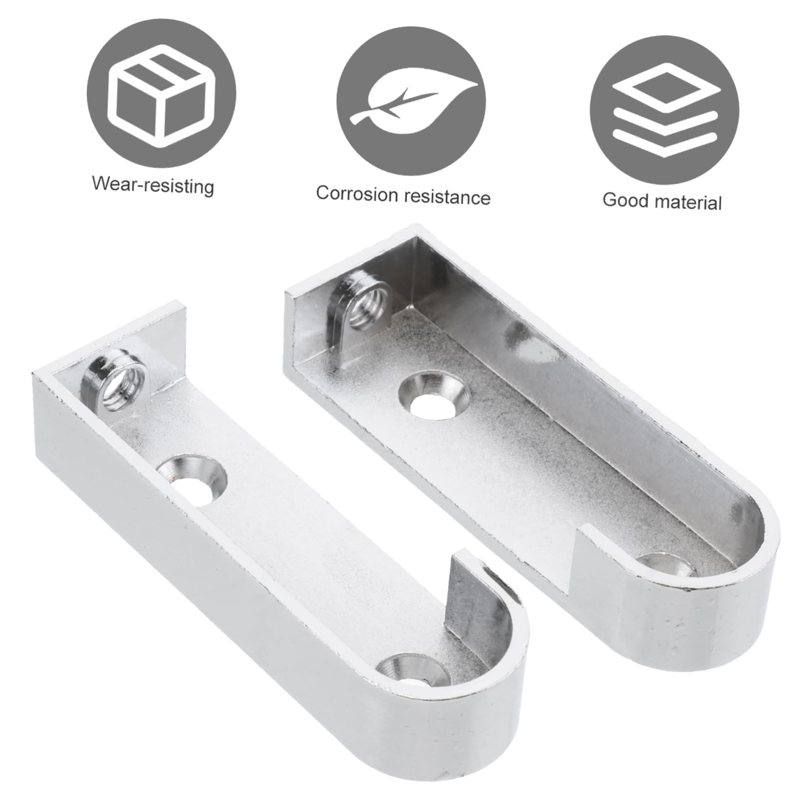 Housoutil 4 Pcs Clothes Rail Wardrobe Tube Support Bracket Double Hanging Closet Rod Kit Cast Metal Furniture Hardware