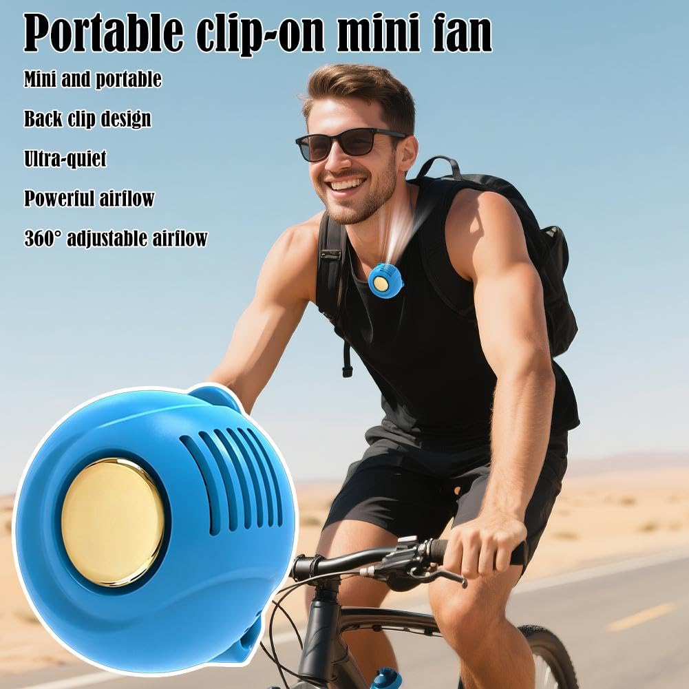 Portable Silent Mini Bladeless Fan, Clip On Waist & Neck Fan, New Rechargeable Clip-On Hands-Free Fans 3 Speeds - Image 5