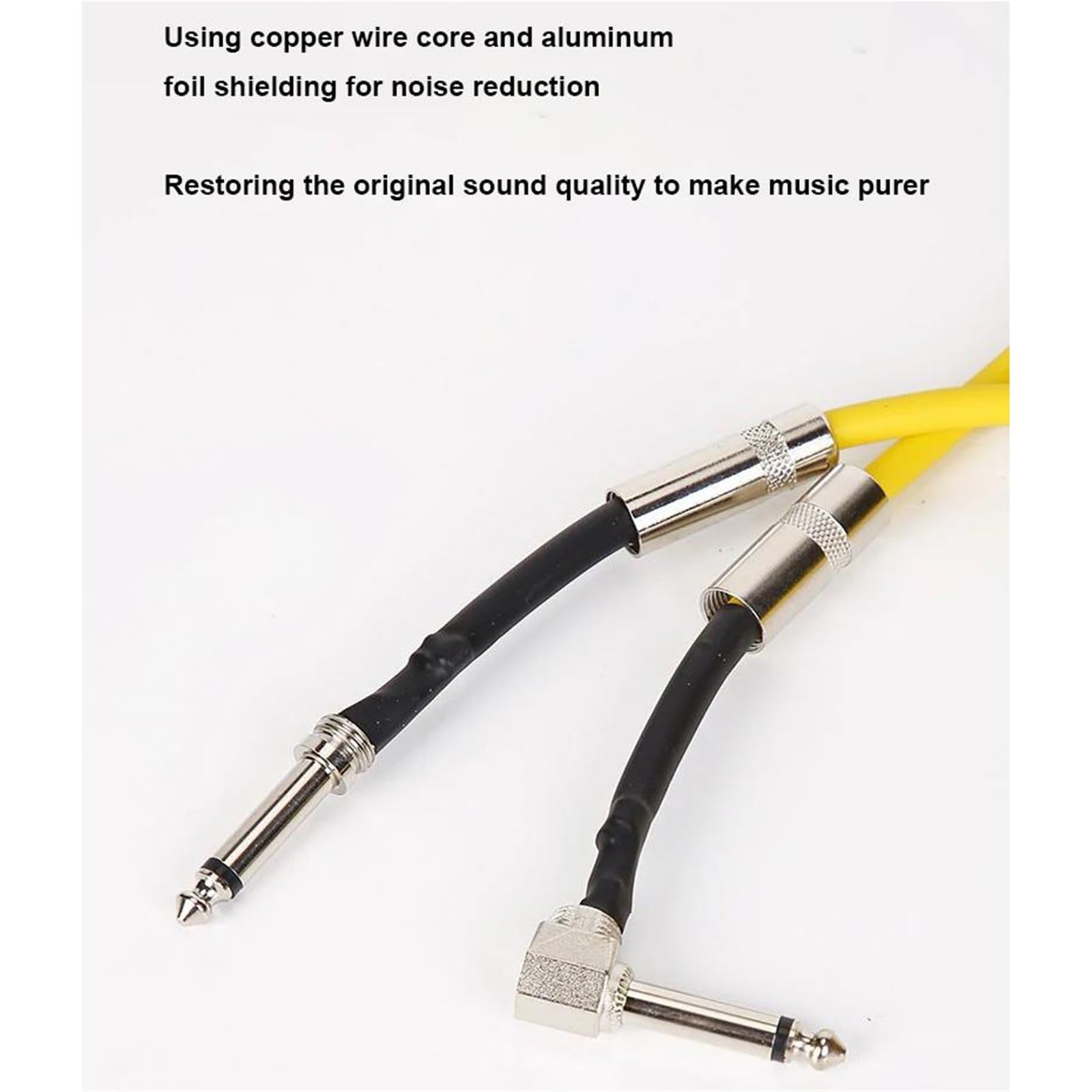 Kabel Do Gitary Kable 6,5 Mm 1/4 Cala Do Gitary Elektrycznej Basowej 5 M Pozłacane Ekranowane Niski Poziom Hałasu(Yellow)