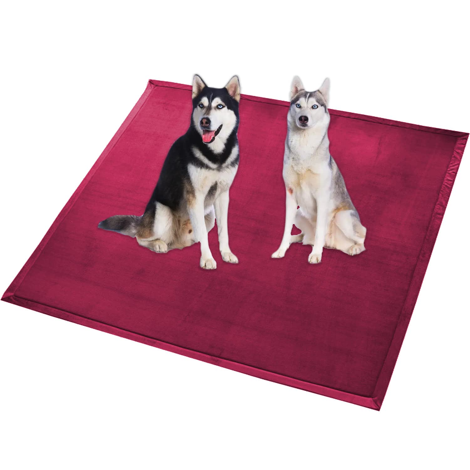Waigg Kii Extra Large Dog Bed Mat XXL Dog Matress,Soft Coral Velvet Area Rug Non-Slip Washable Cat Sleeping Mat Anti-Anxiety Dog Cushion (150 * 100CM,Red)