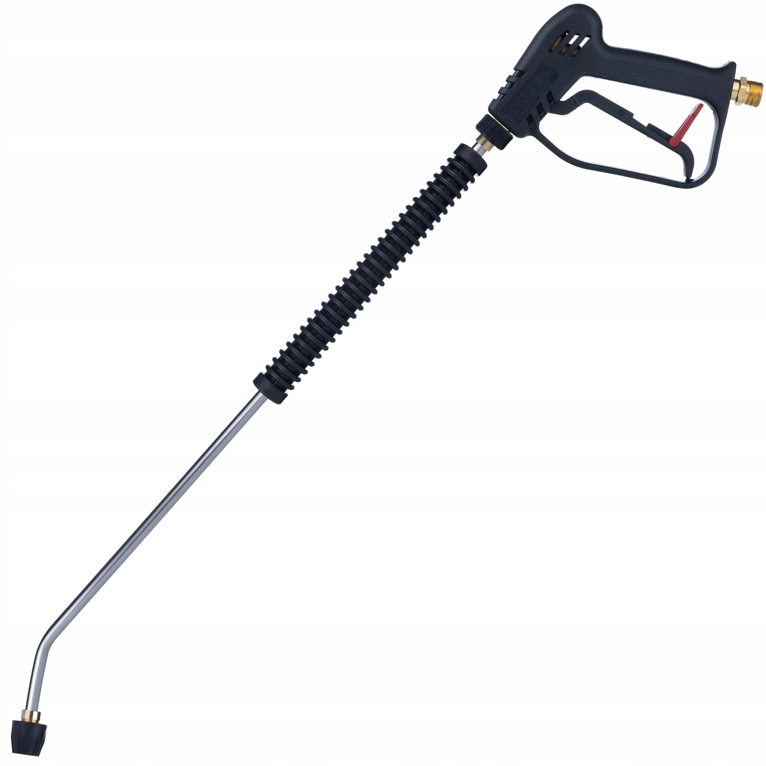 Lanza de alta presión con pistola y boquilla plana de acero inoxidable M22 x 1,5 – Profesional, mango recubierto de plástico, compatible con Kärcher HD/HDS, tecnología hidrodyanmic