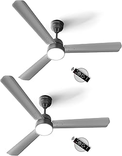 LONGWAY Luminair 1200 mm BLDC Ceiling Fan with Remote Control & LED Light | BEE 5 Star Rated Energy Efficient | Ultra High Speed 3 Blade Anti-Dust Decorative Ceiling Fan (Gray, Pack of 2)