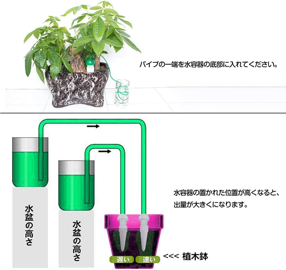 Amazon 水やり当番 自動水やり 給水ツール 園芸用品 留守中盆栽 鉢植え 繰り返し使用 自動給水装置 水遣り機 自動散水システム L 3個セット じょうろ